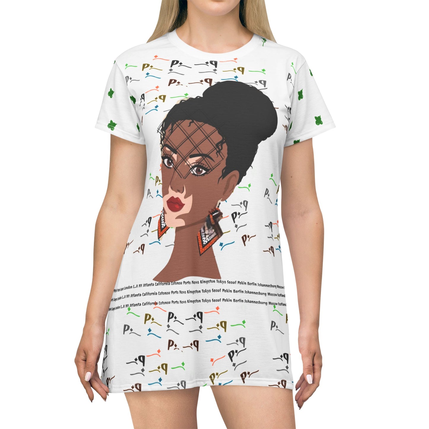 Pitch Graphic Afro Beat Hair Style T-Shirt Dress - Celebrating Global Influences