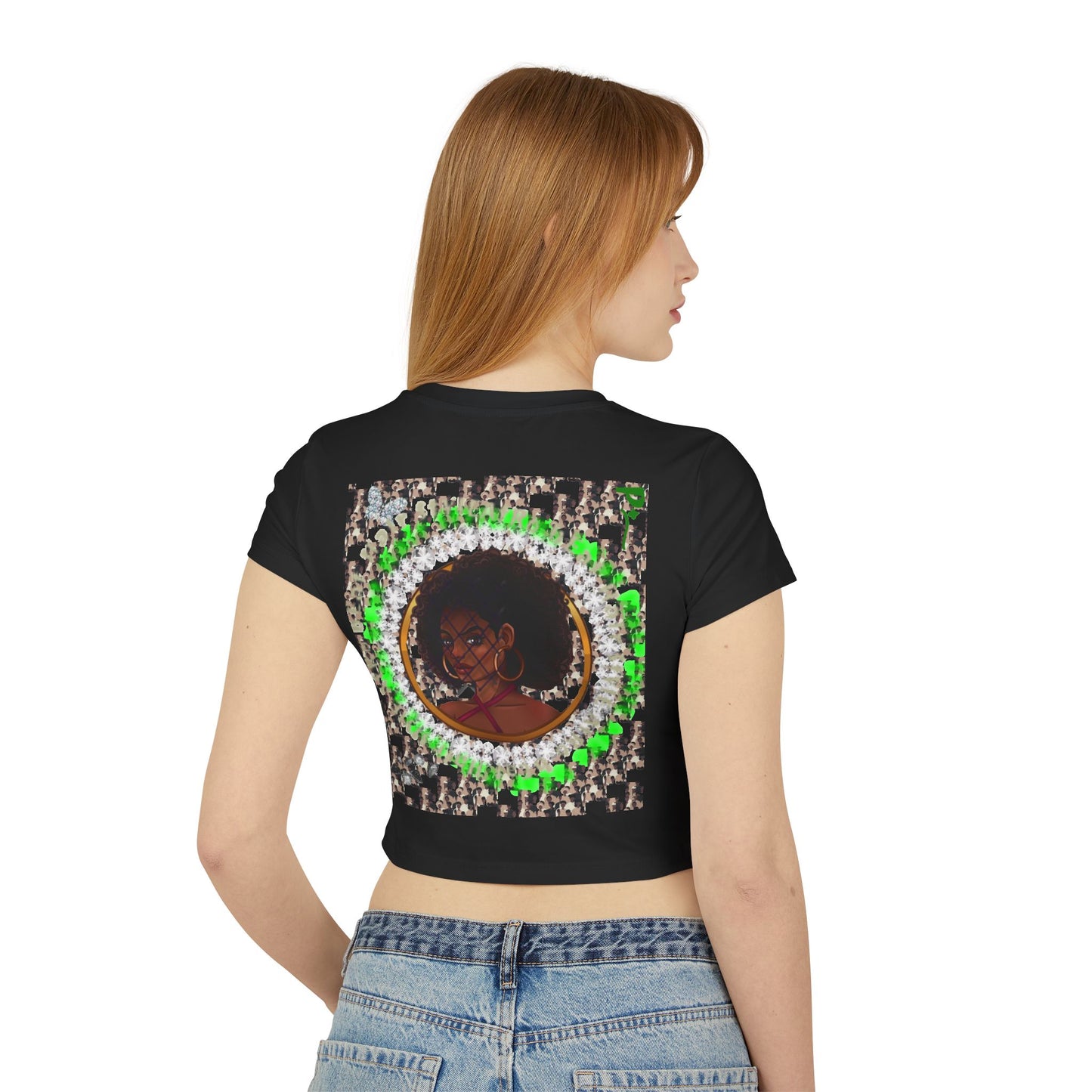 Pitch Afro Beat Hair Style Empowered Women’s Baby Tee - Celebrating Diversity and Strength