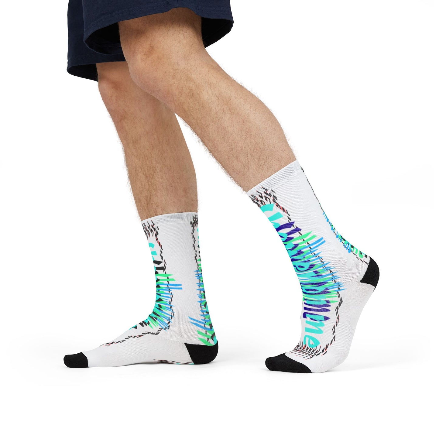 Pitch Vibrant Sublimation Crew Socks - Unique Abstract Design