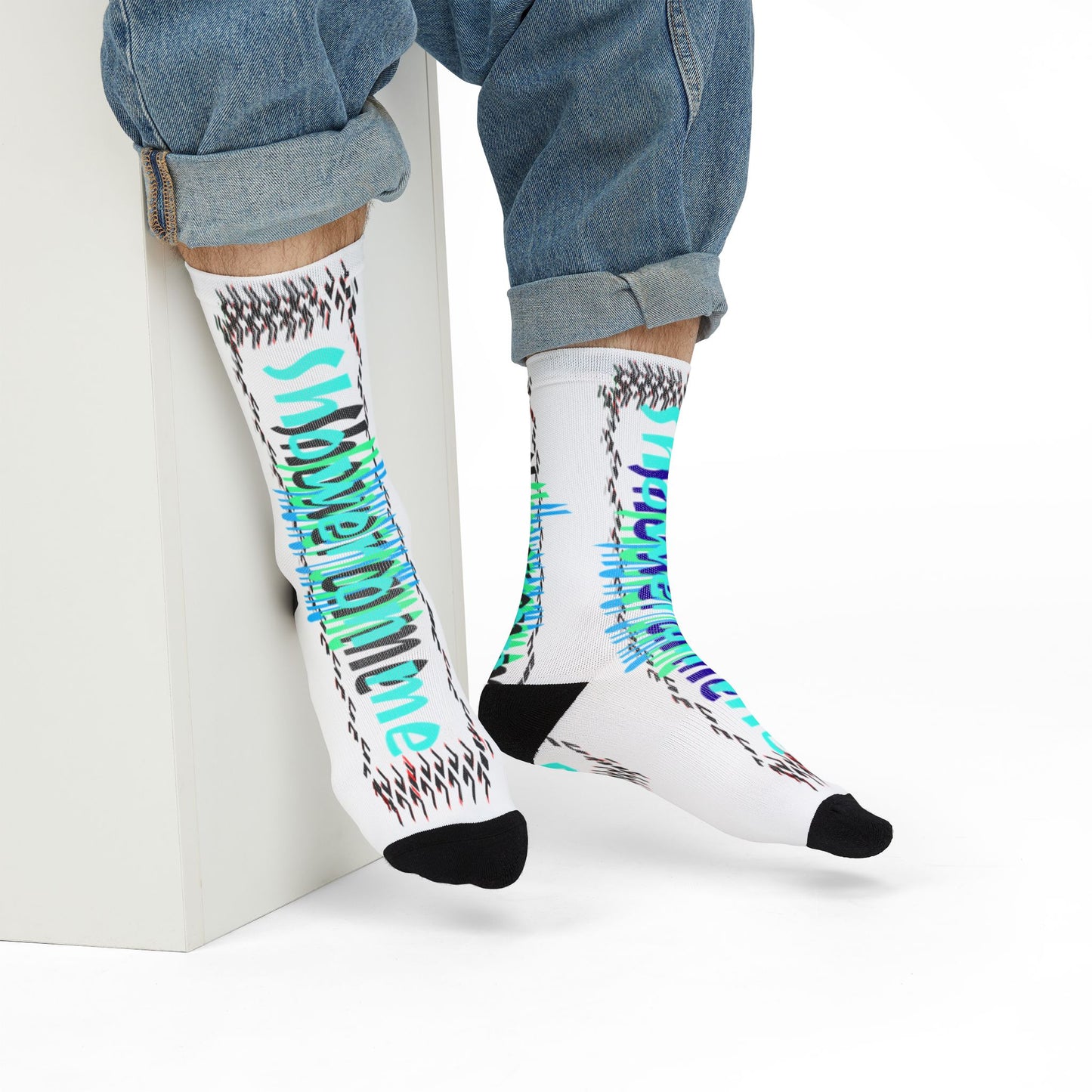 Pitch Vibrant Sublimation Crew Socks - Unique Abstract Design