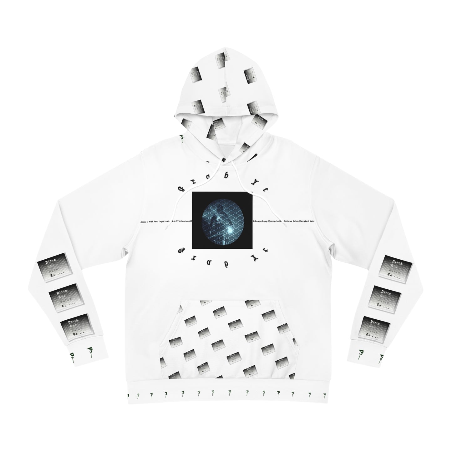 Pitch Stage Vibes Fashion Hoodie - Trendy White Design with Unique Patterns