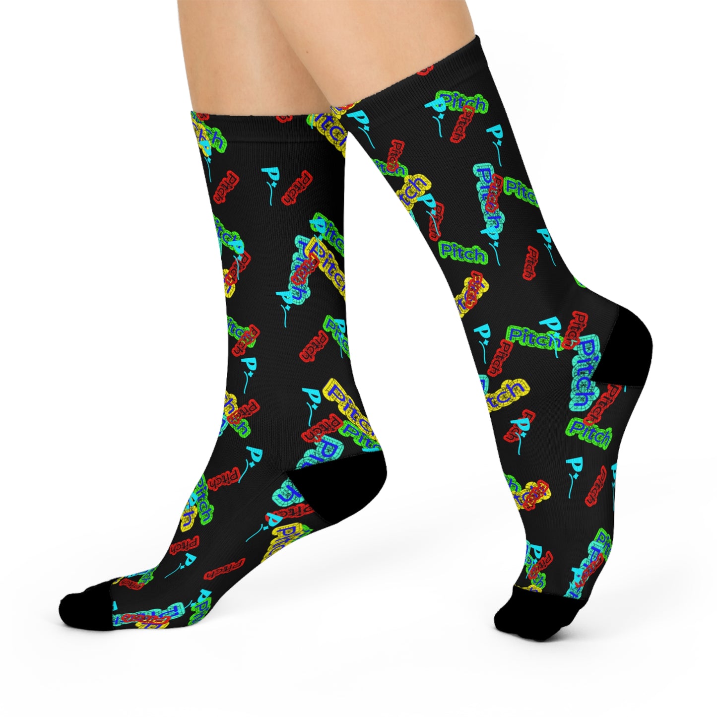 Pitch Logo Colorful Cushioned Crew Socks - Fun and Stylish Fit for Everyday Wear