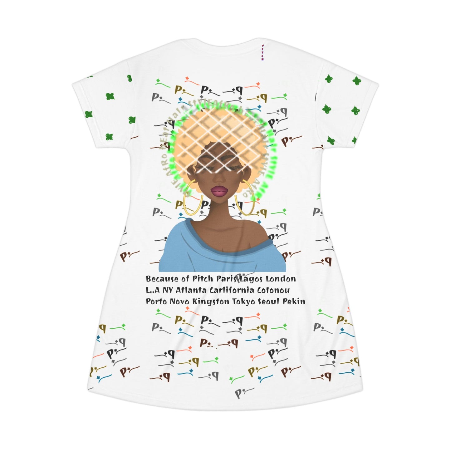 Pitch Graphic Afro Beat Hair Style T-Shirt Dress - Celebrating Global Influences