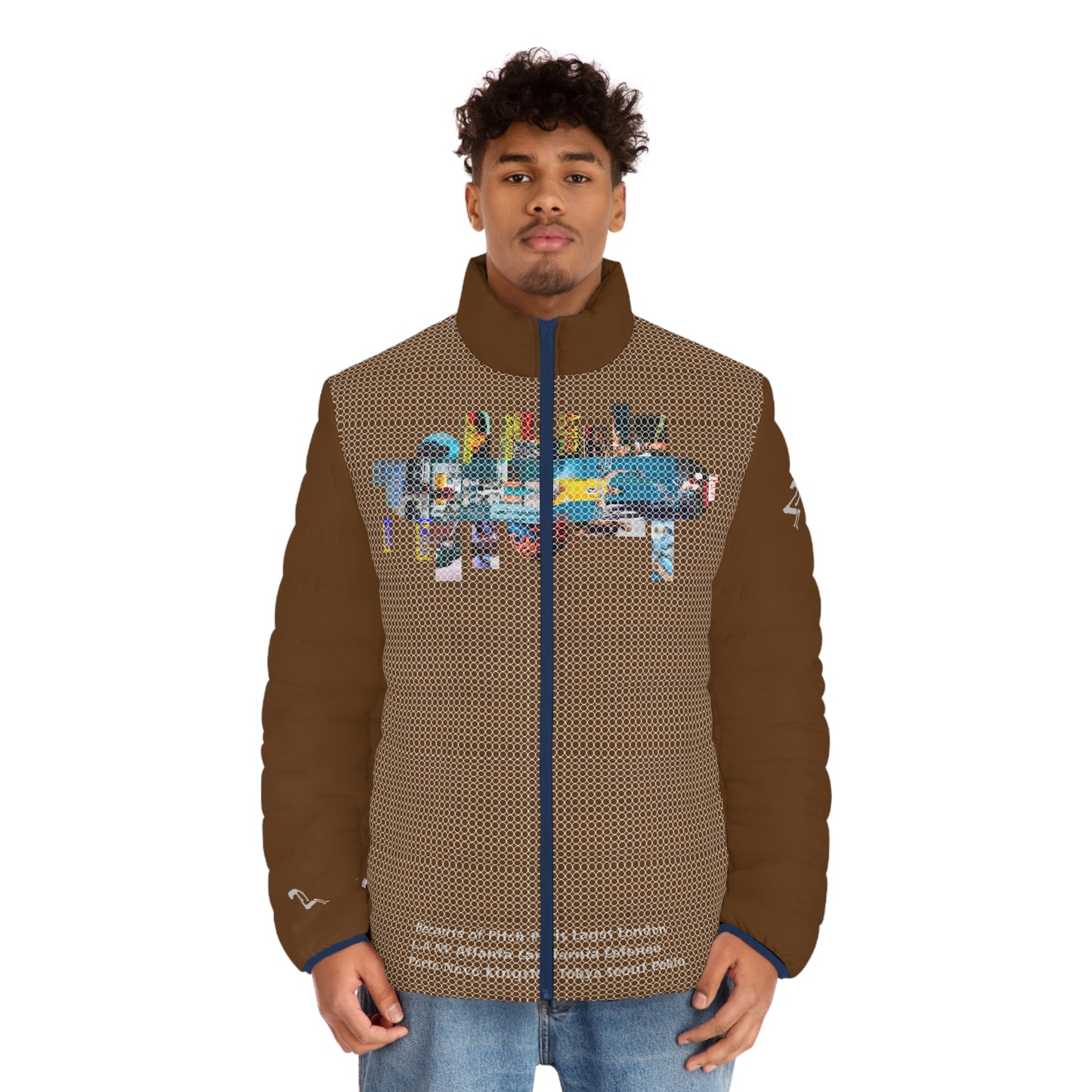 Pitch Puffer Jacket - Skate Cascade Urban Style Men's Jacket with Colorful Travel Print