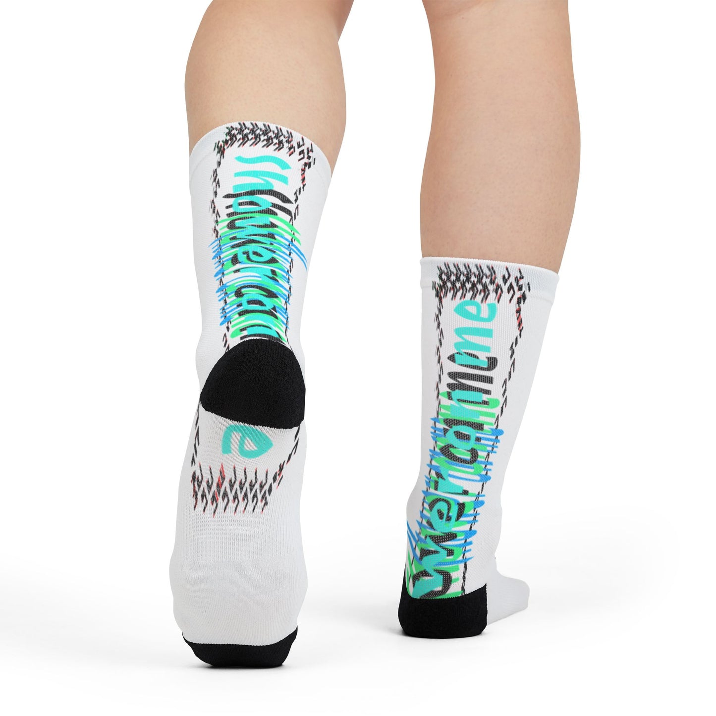 Pitch Vibrant Sublimation Crew Socks - Unique Abstract Design