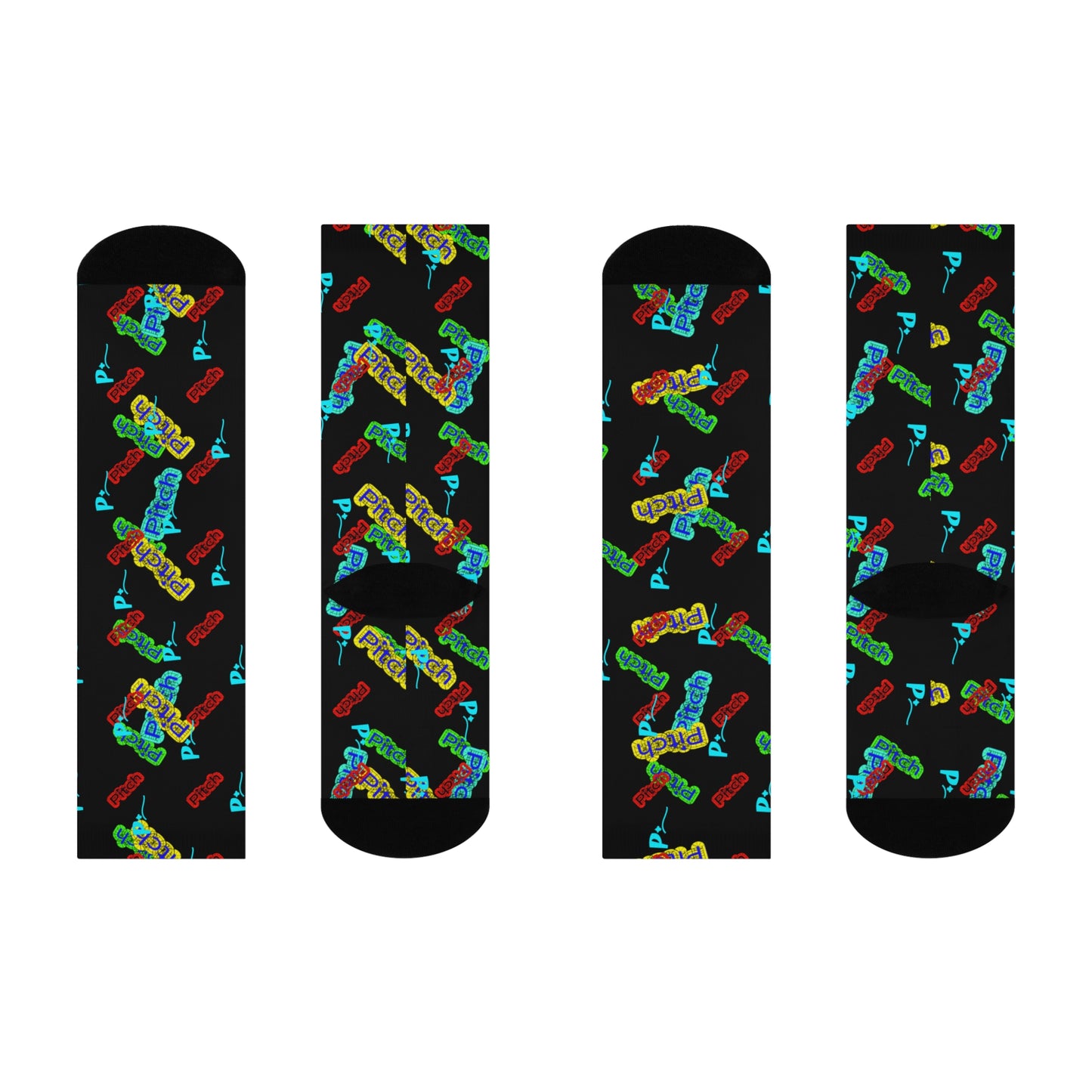 Pitch Logo Colorful Cushioned Crew Socks - Fun and Stylish Fit for Everyday Wear