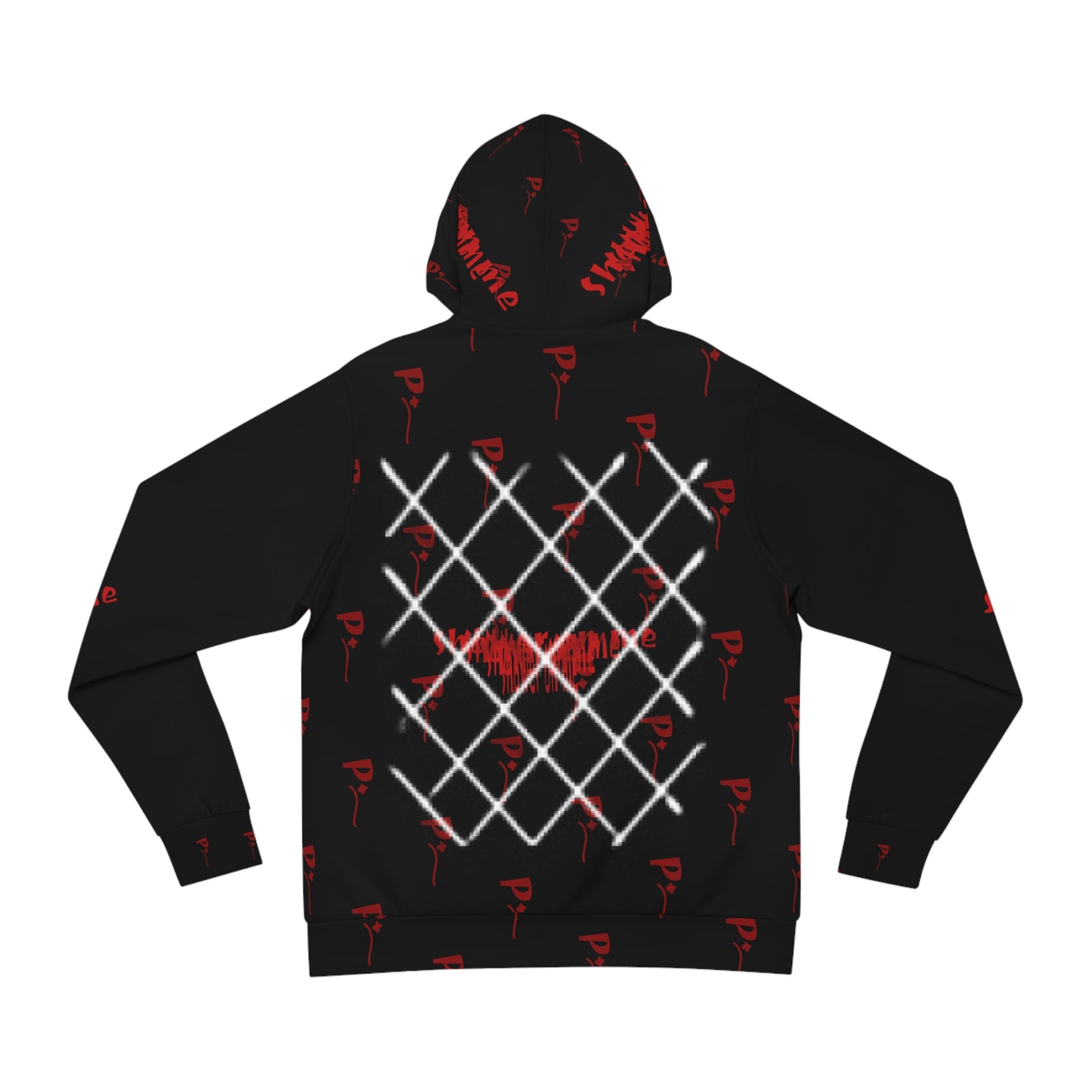 Pitch Shower On Me Hoodie - Black & Red Trendy Graphic Design