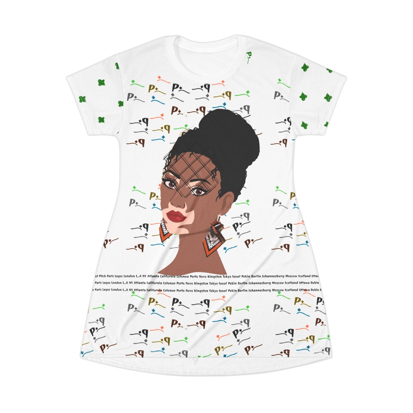 Pitch Graphic Afro Beat Hair Style T-Shirt Dress - Celebrating Global Influences