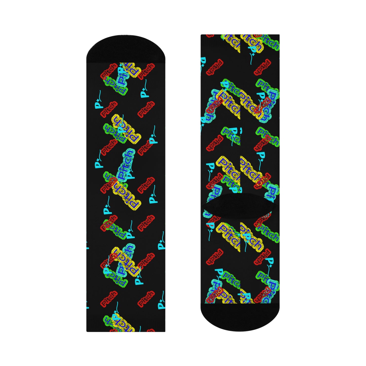 Pitch Logo Colorful Cushioned Crew Socks - Fun and Stylish Fit for Everyday Wear